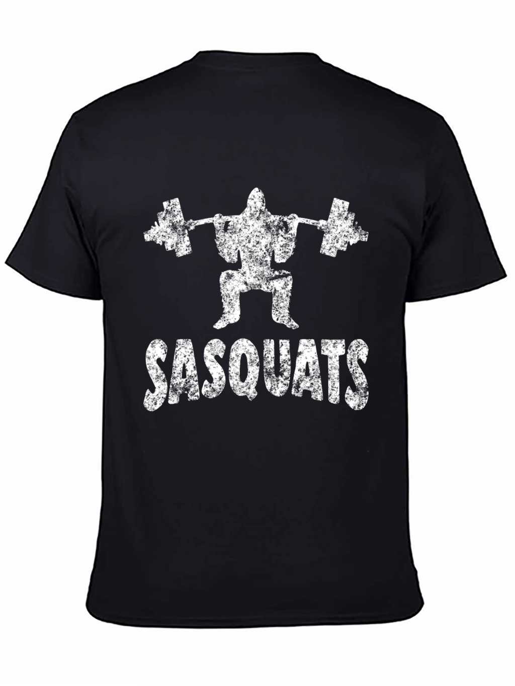 Sasquats Black T-Shirt: Weightlifting Bigfoot Design