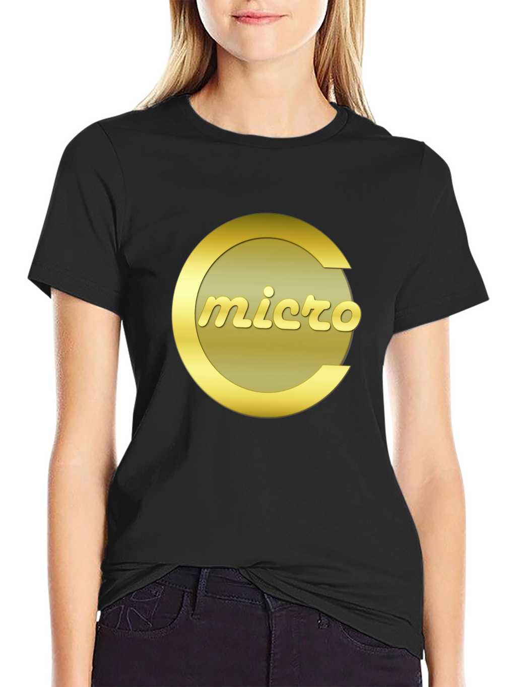 Micro T-Shirt - Black Crew Neck Graphic Tee