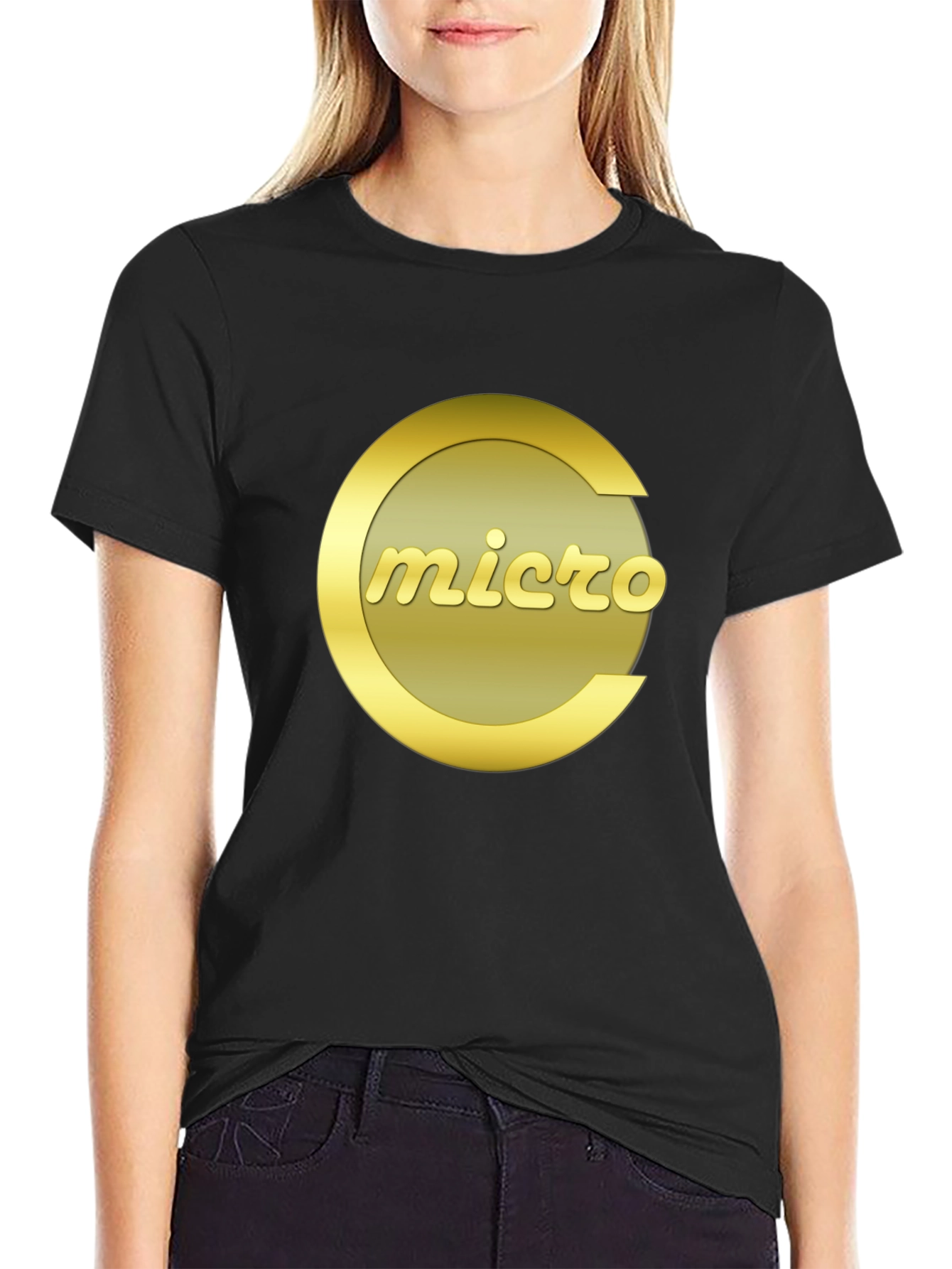 Micro T-Shirt - Black Crew Neck Graphic Tee