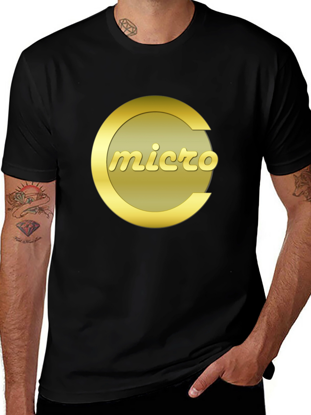Micro T-Shirt - Black Crew Neck Graphic Tee