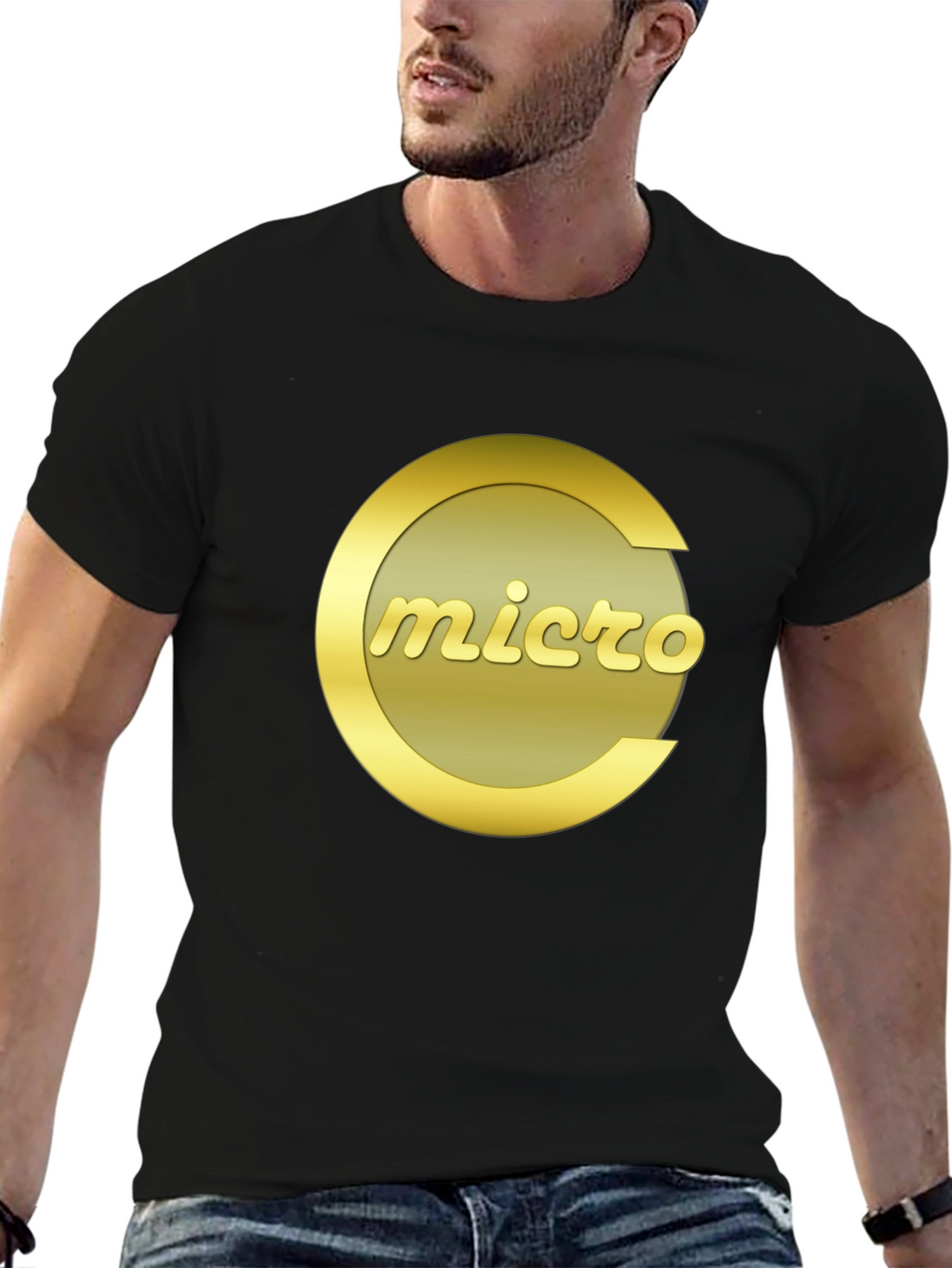 Micro T-Shirt - Black Crew Neck Graphic Tee