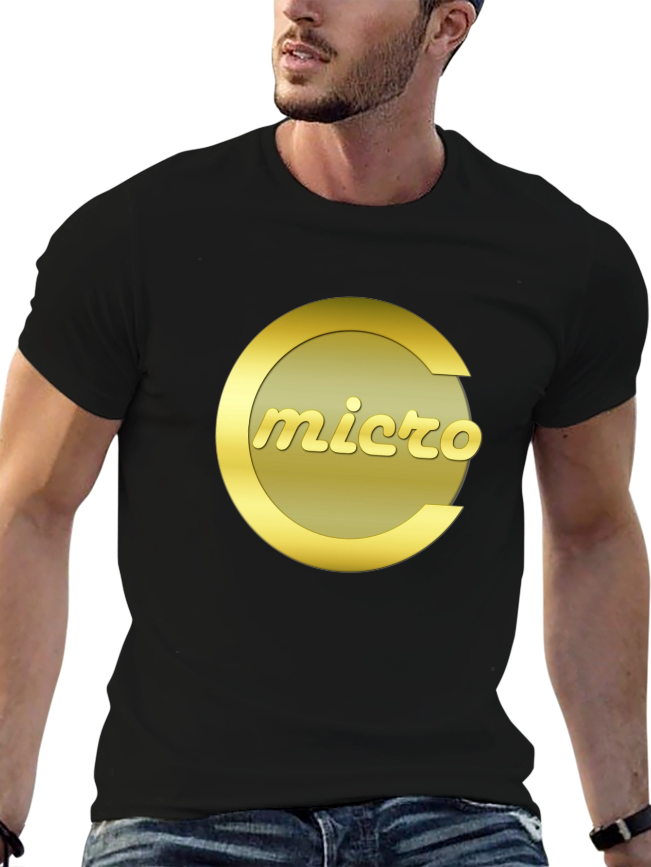 Micro T-Shirt - Black Crew Neck Graphic Tee