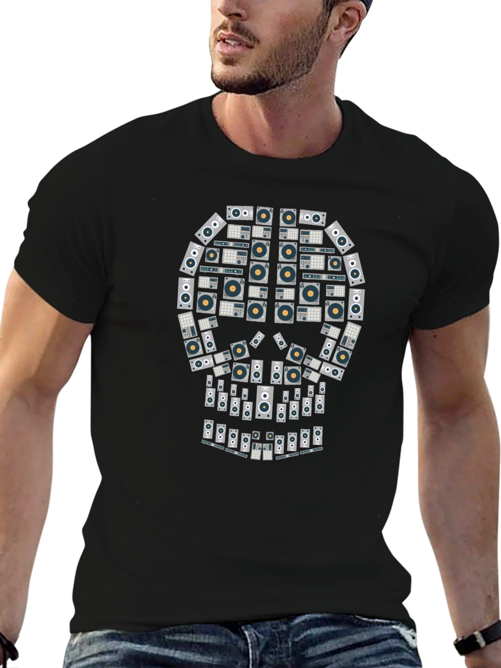 Skull Turntable Graphic Tee - DJ Music Lover T-Shirt
