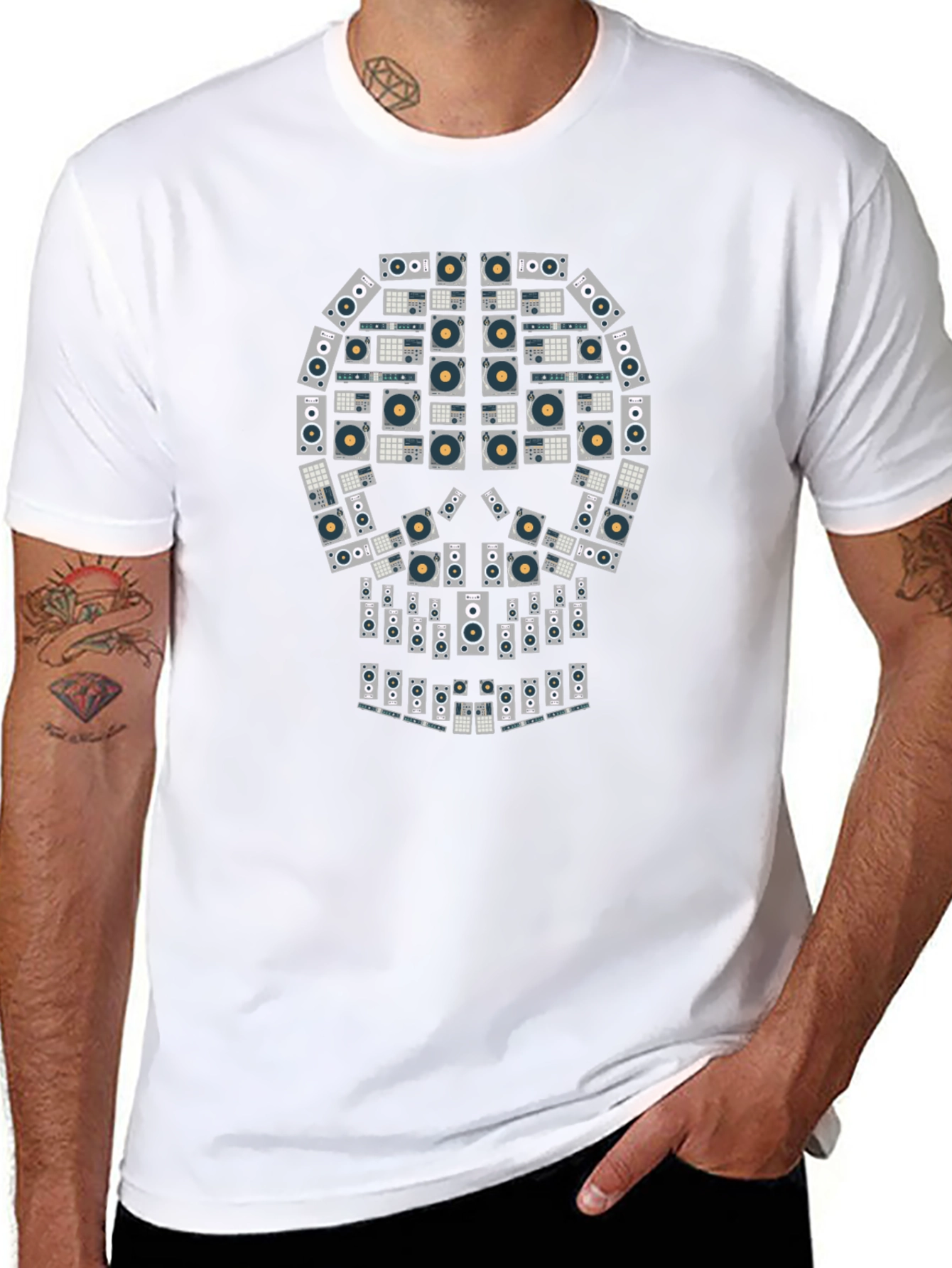 Skull Turntable Graphic Tee - DJ Music Lover T-Shirt
