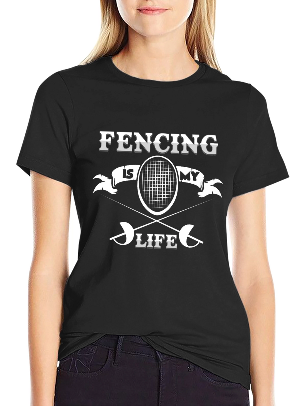 Fencing Is My Life Black Graphic Tee