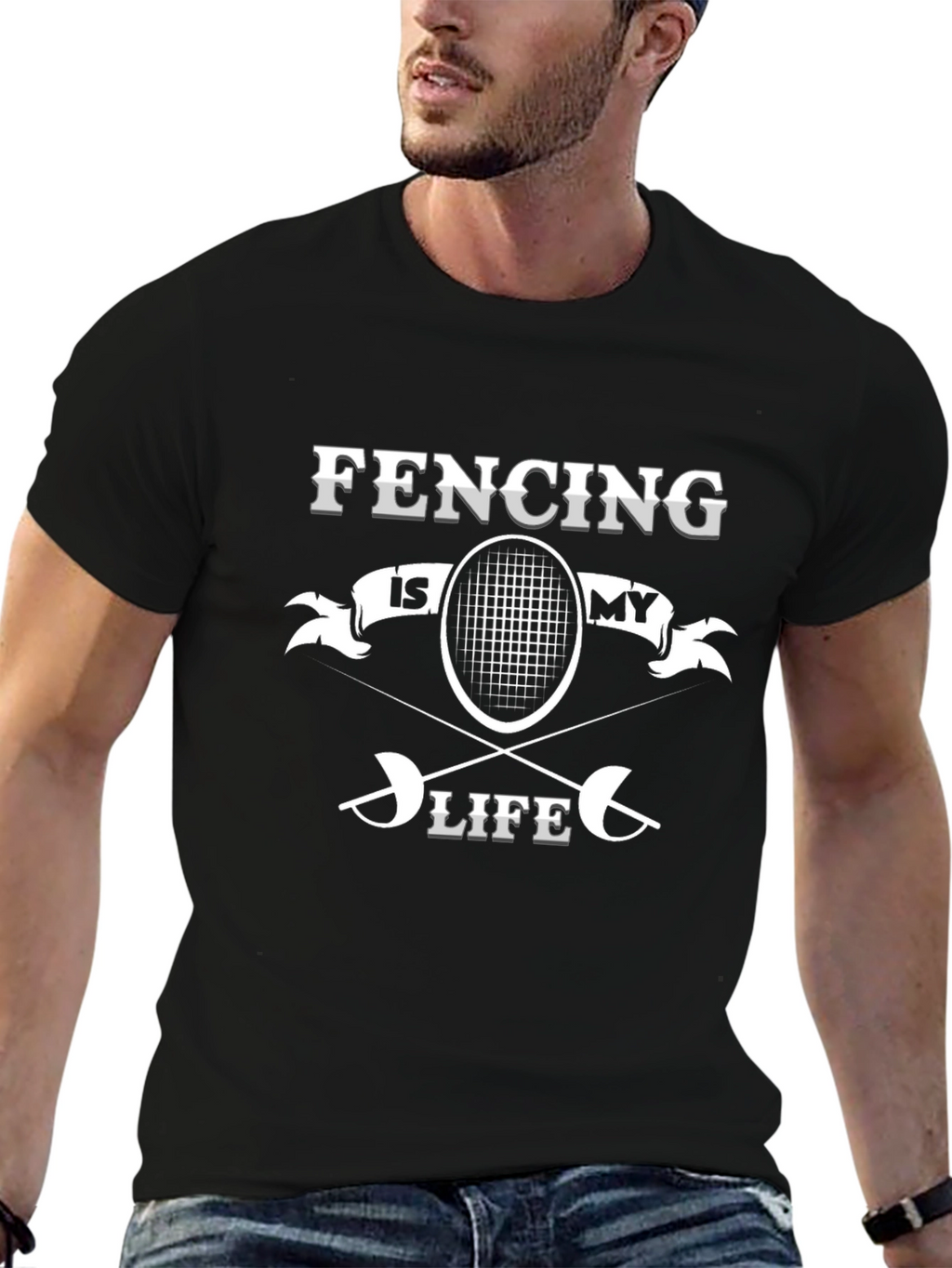 Fencing Is My Life Black Graphic Tee