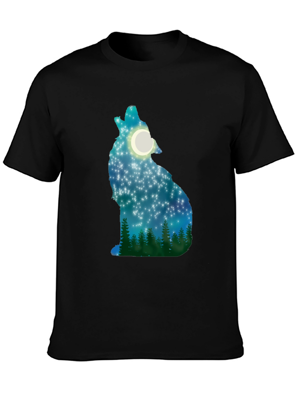 Wolf Howling Moon Stars T-Shirt
