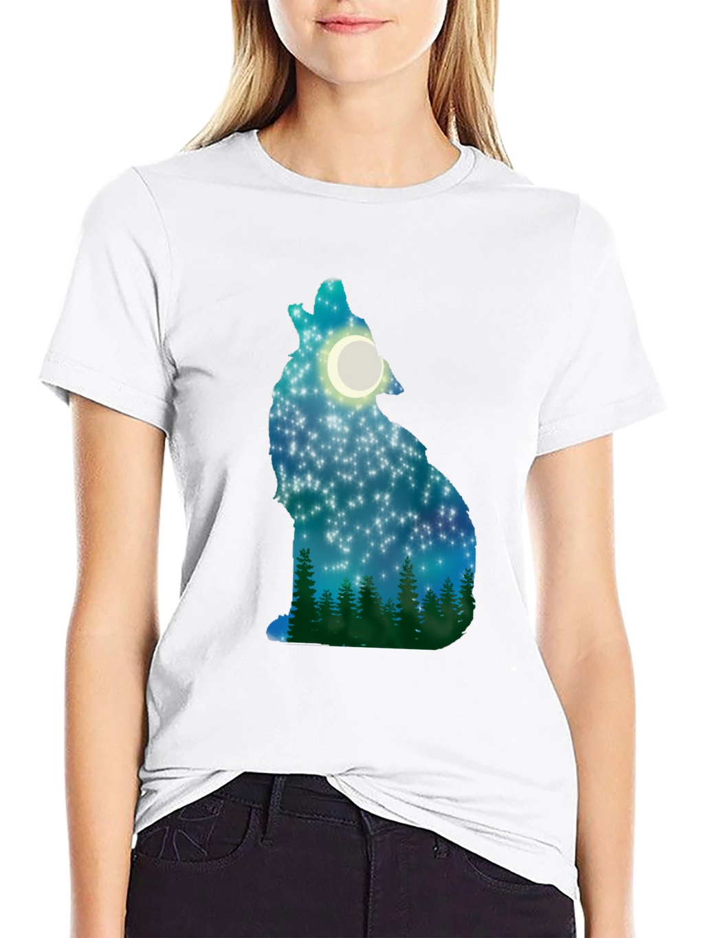 Wolf Howling Moon Stars T-Shirt