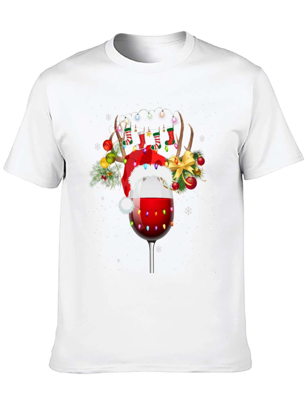 Festive Wine Glass Reindeer T-Shirt