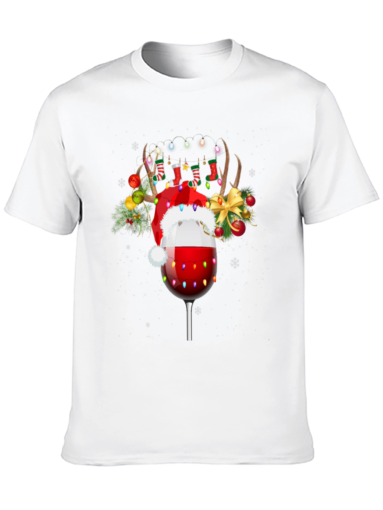 Festive Wine Glass Reindeer T-Shirt