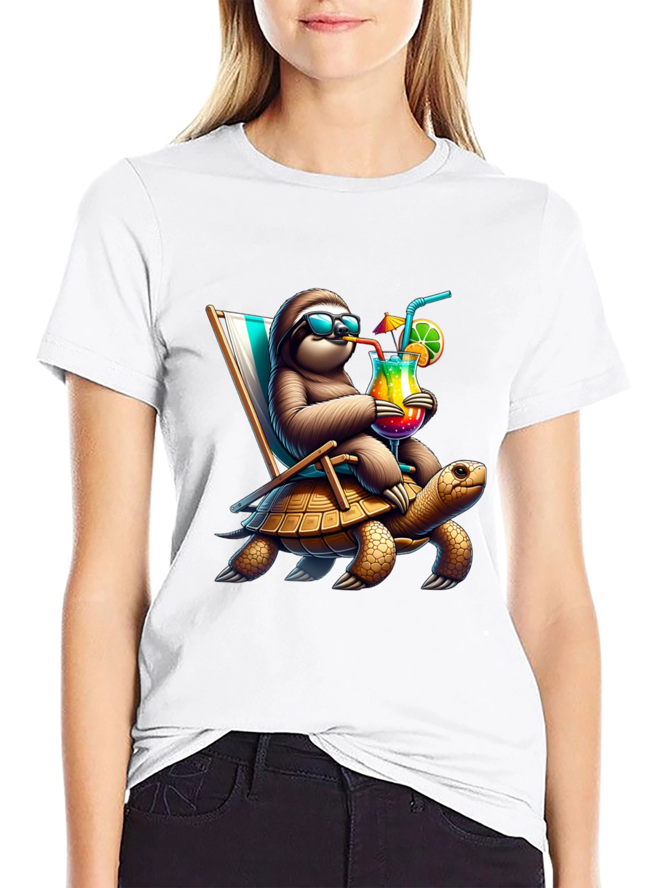 Sloth Turtle Ride T-Shirt - Relaxed Beach Vibes