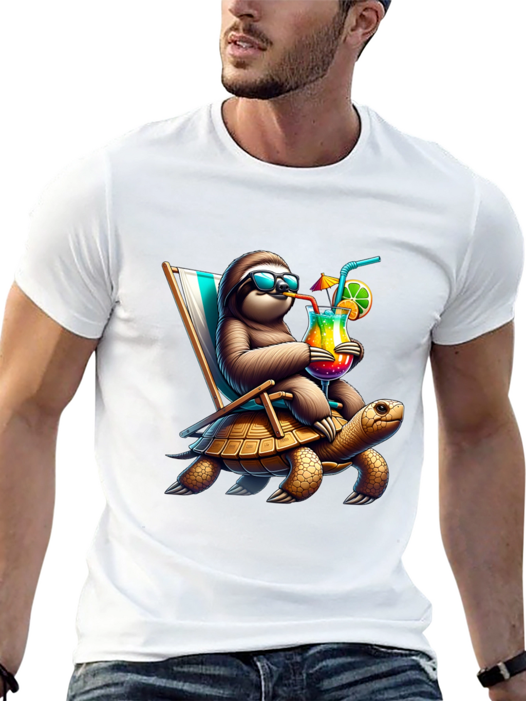 Sloth Turtle Ride T-Shirt - Relaxed Beach Vibes