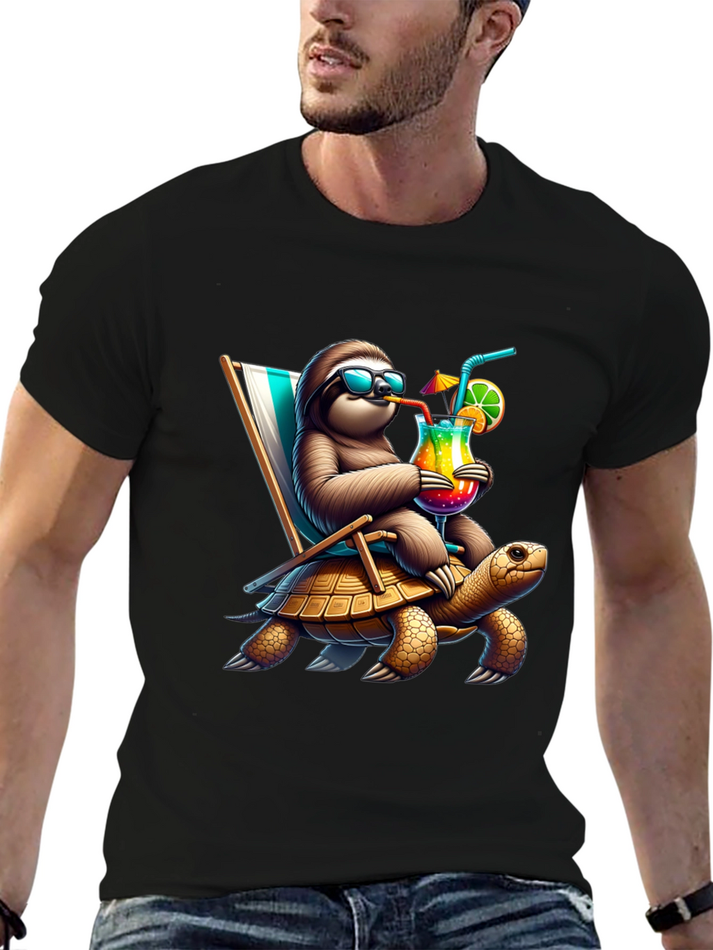 Sloth Turtle Ride T-Shirt - Relaxed Beach Vibes