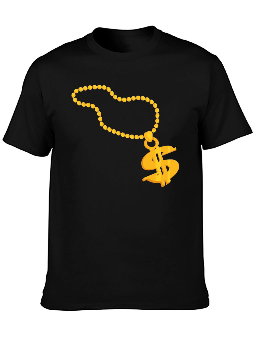 Gold Chain Dollar Sign Black T-Shirt