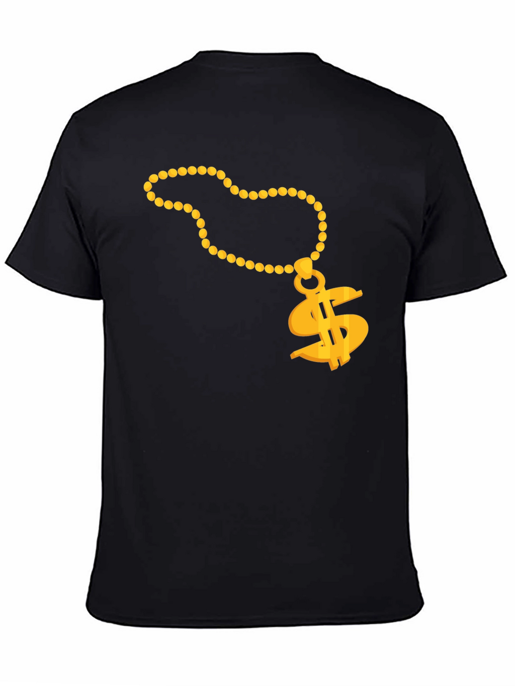 Gold Chain Dollar Sign Black T-Shirt