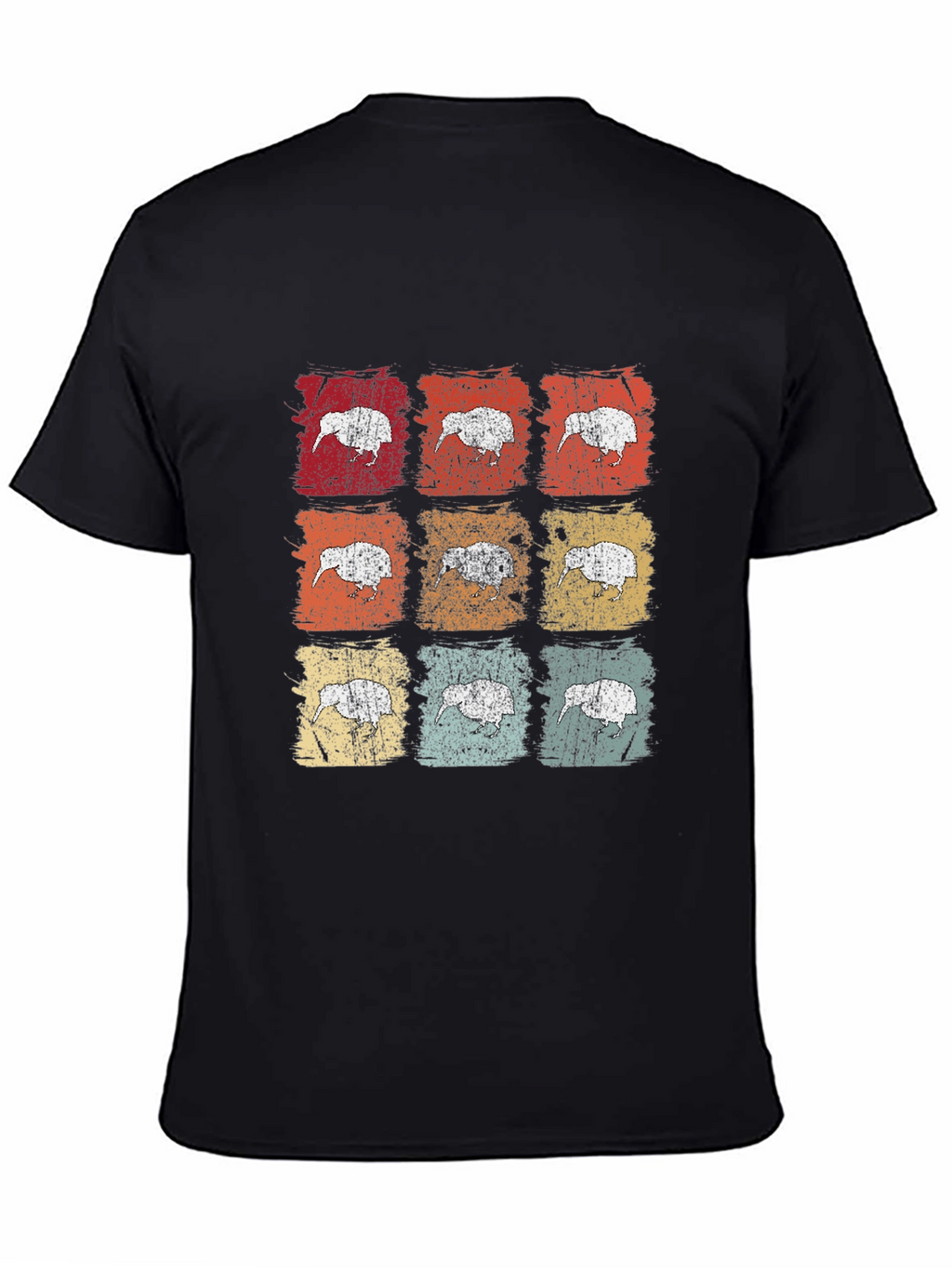 Retro Kiwi Bird Graphic T-Shirt - Black