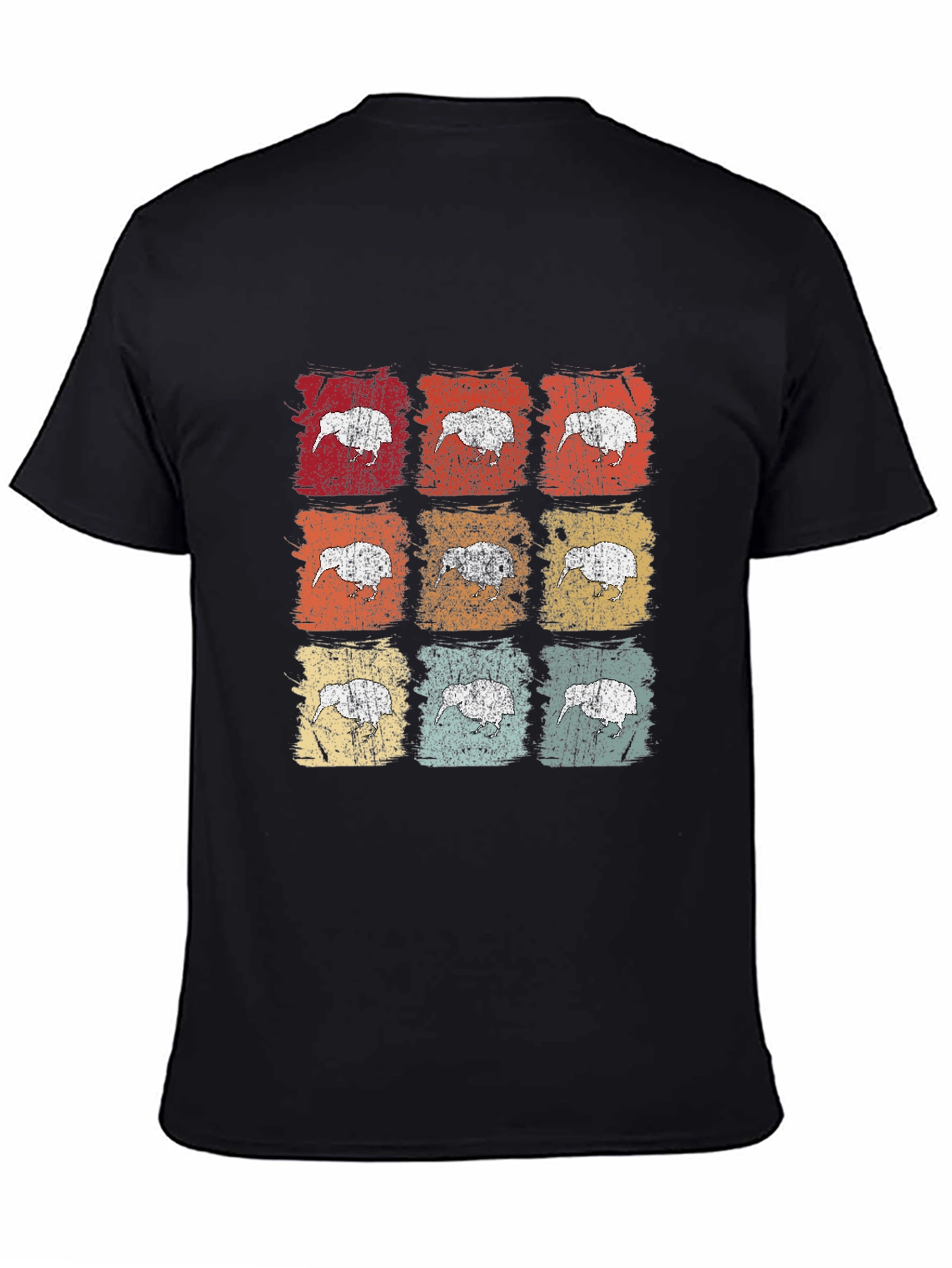 Retro Kiwi Bird Graphic T-Shirt - Black