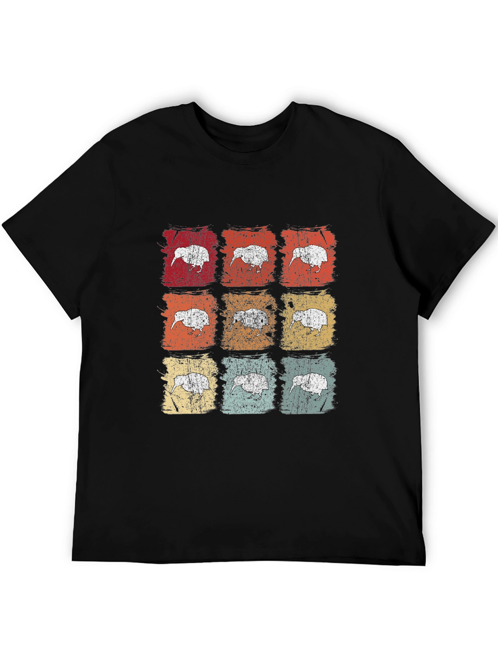 Retro Kiwi Bird Graphic T-Shirt - Black