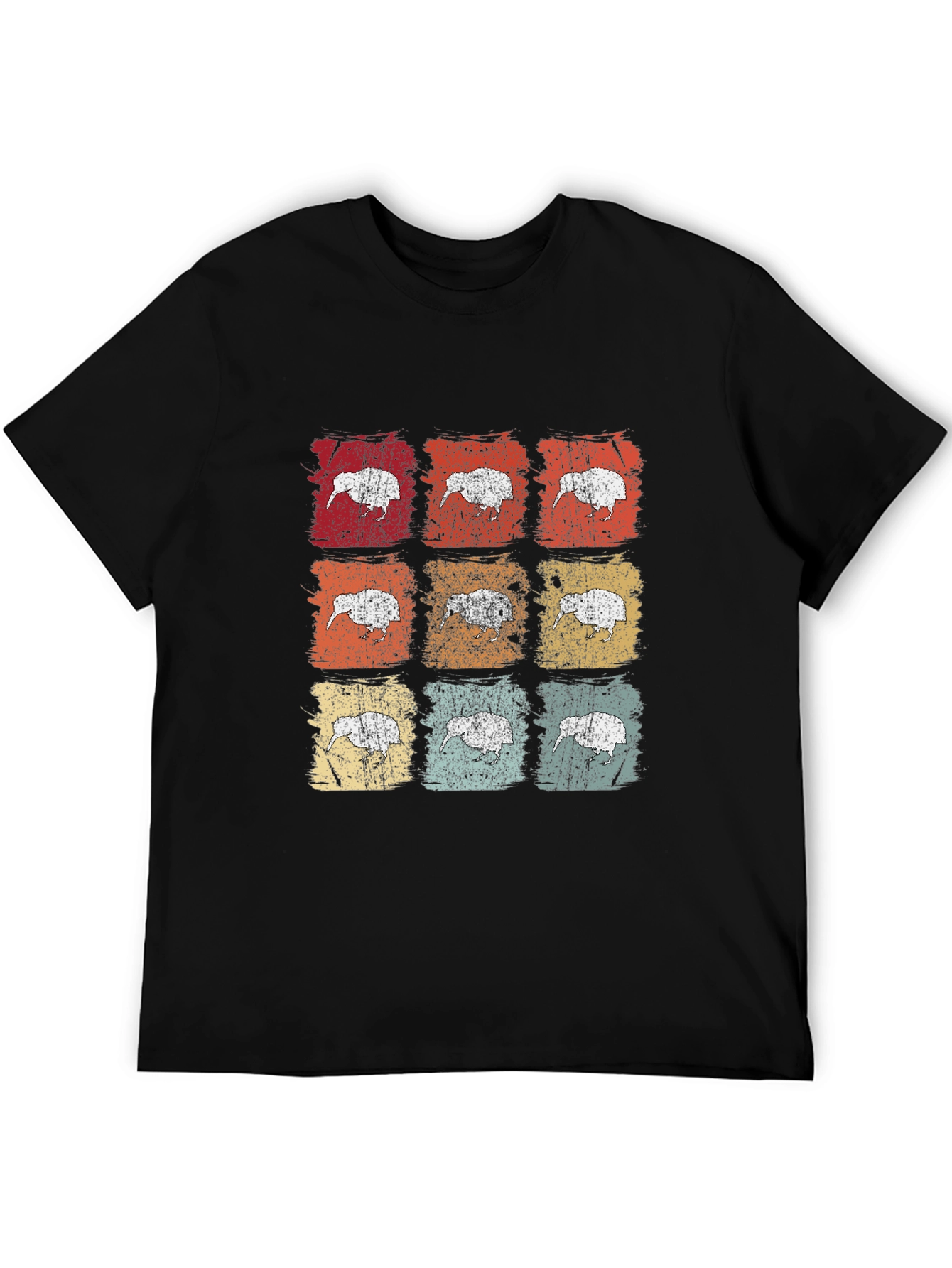 Retro Kiwi Bird Graphic T-Shirt - Black