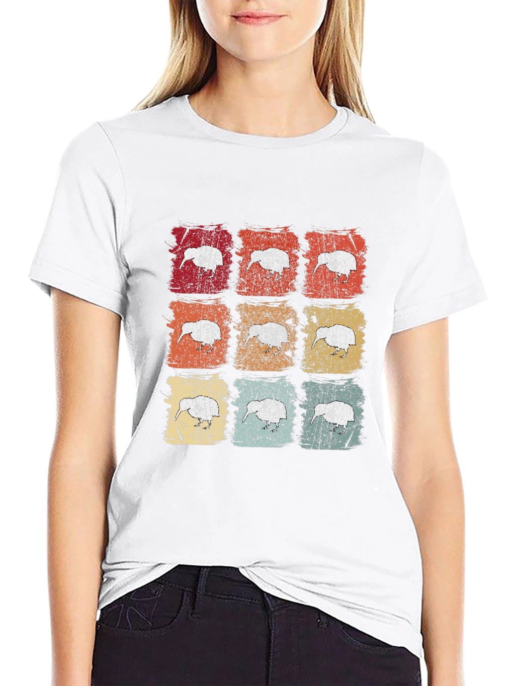 Retro Kiwi Bird Graphic T-Shirt - Black