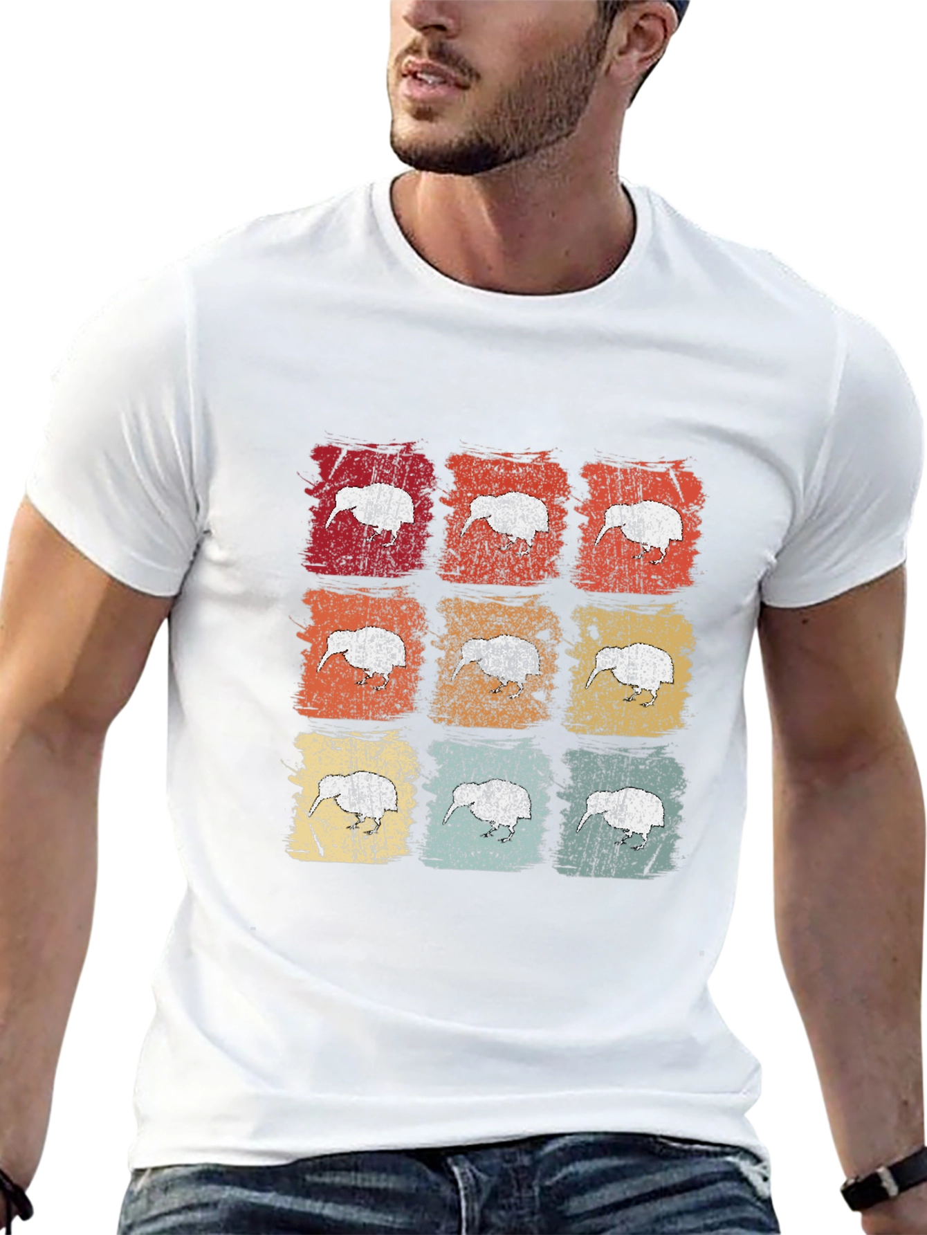 Retro Kiwi Bird Graphic T-Shirt - Black
