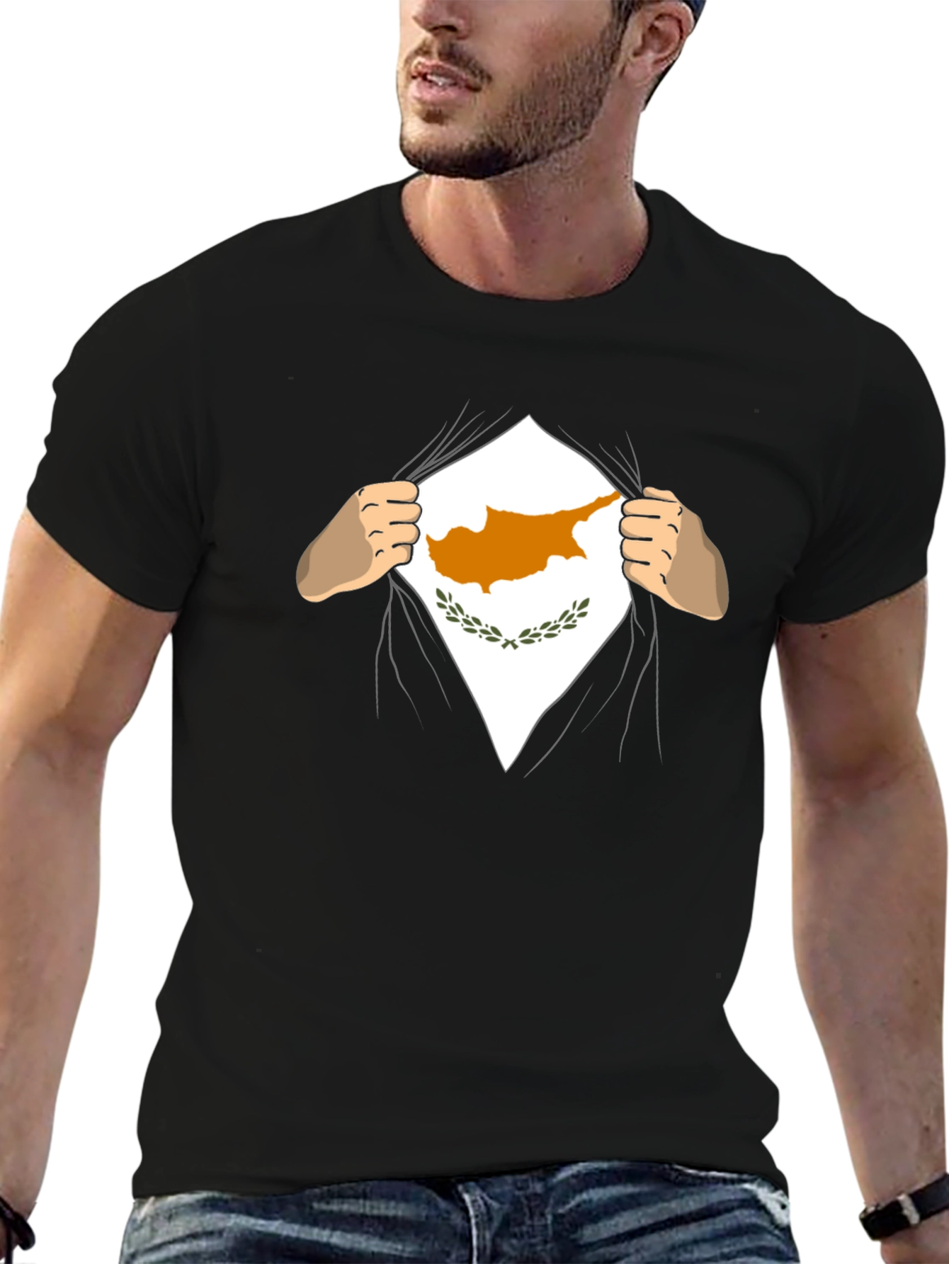 Cyprus Flag Superhero T-Shirt - Black