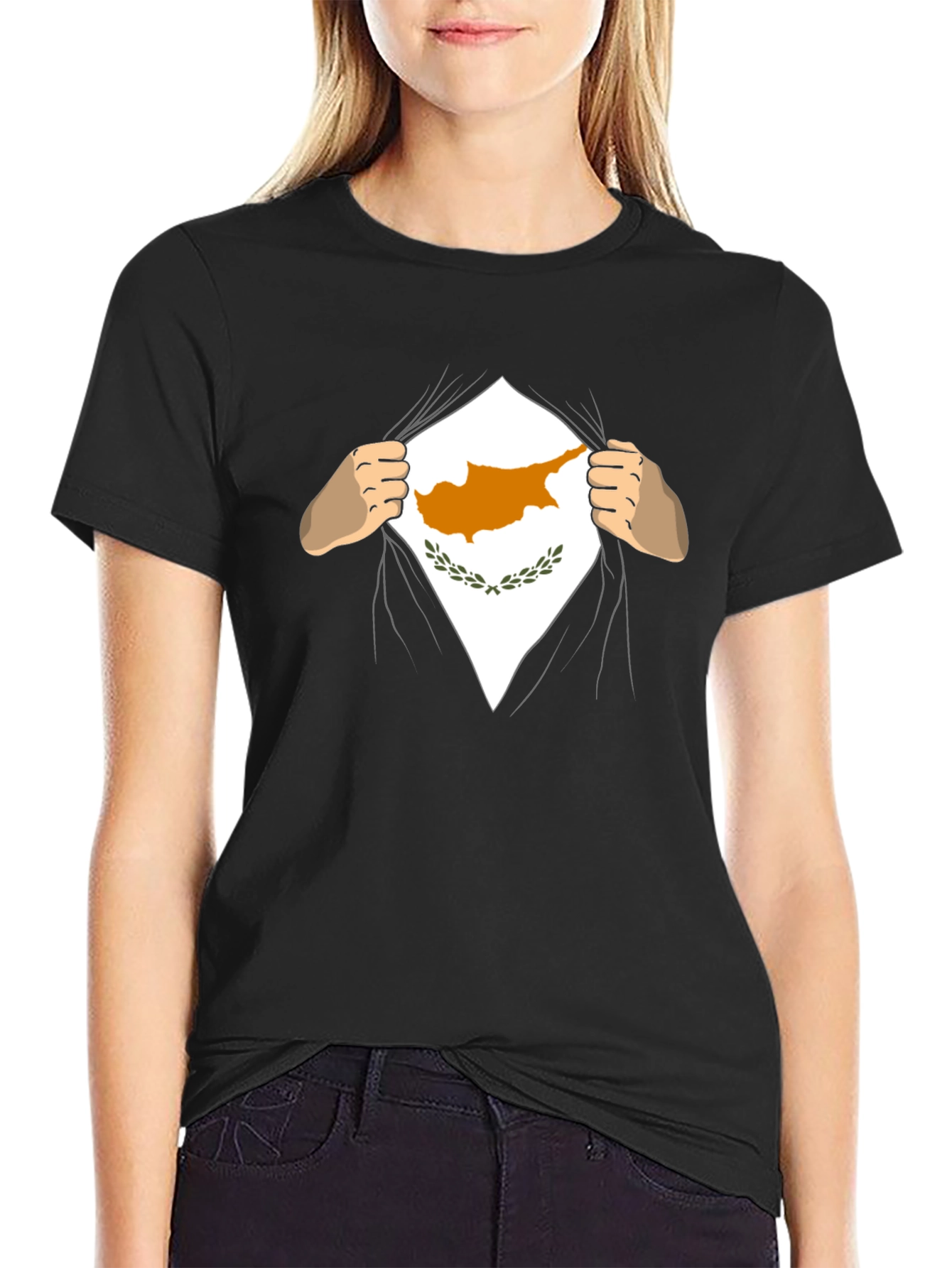 Cyprus Flag Superhero T-Shirt - Black