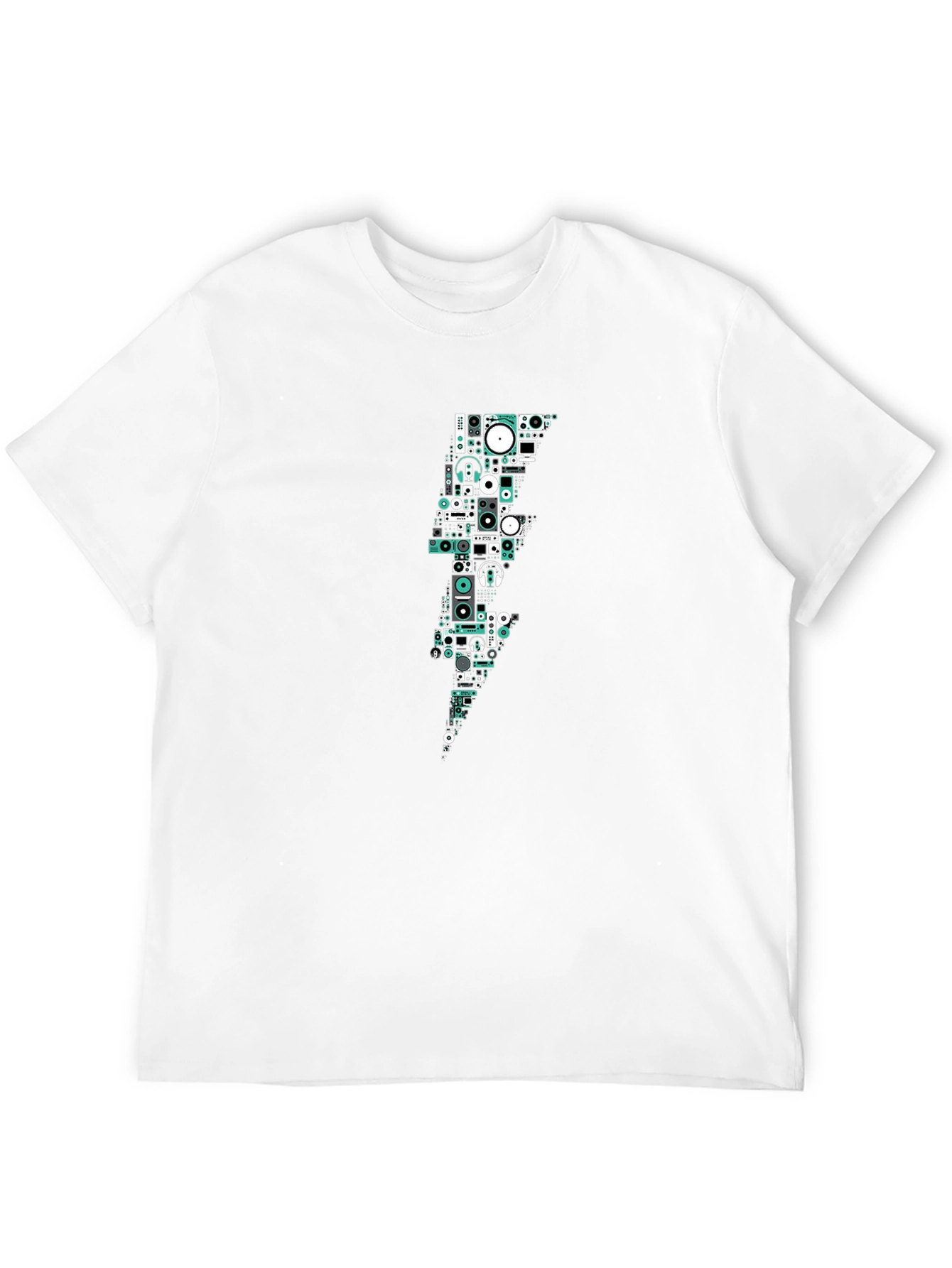 Black T-Shirt with Graphic Lightning Bolt Design