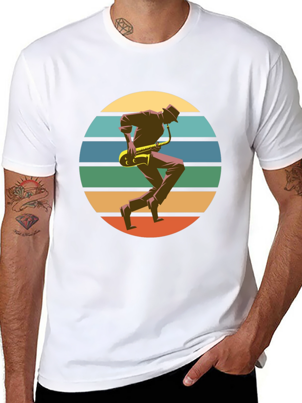 Retro Saxophone Player Graphic T-Shirt