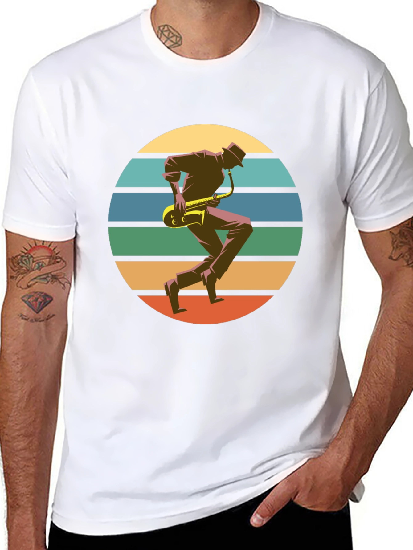 Retro Saxophone Player Graphic T-Shirt