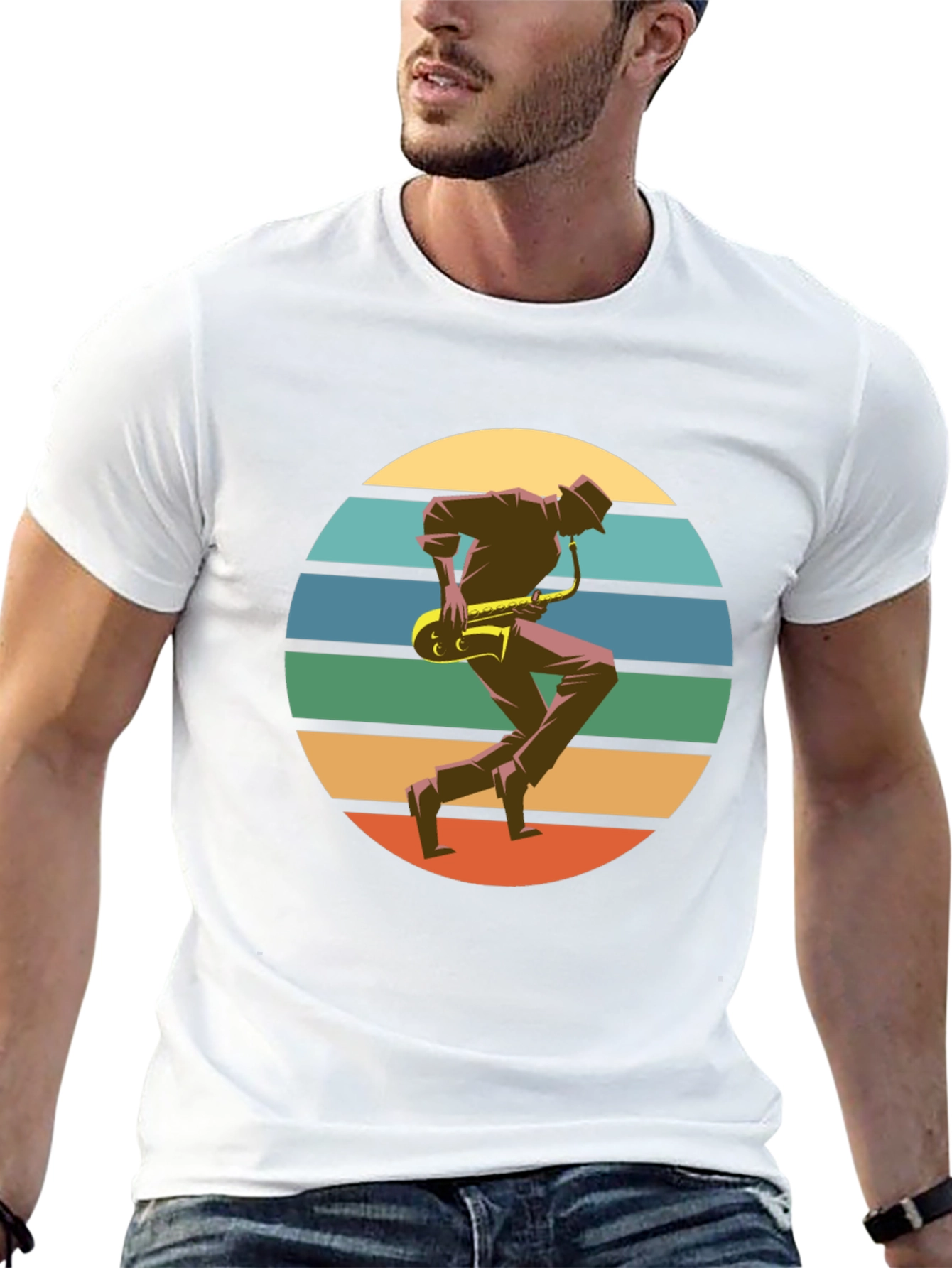 Retro Saxophone Player Graphic T-Shirt