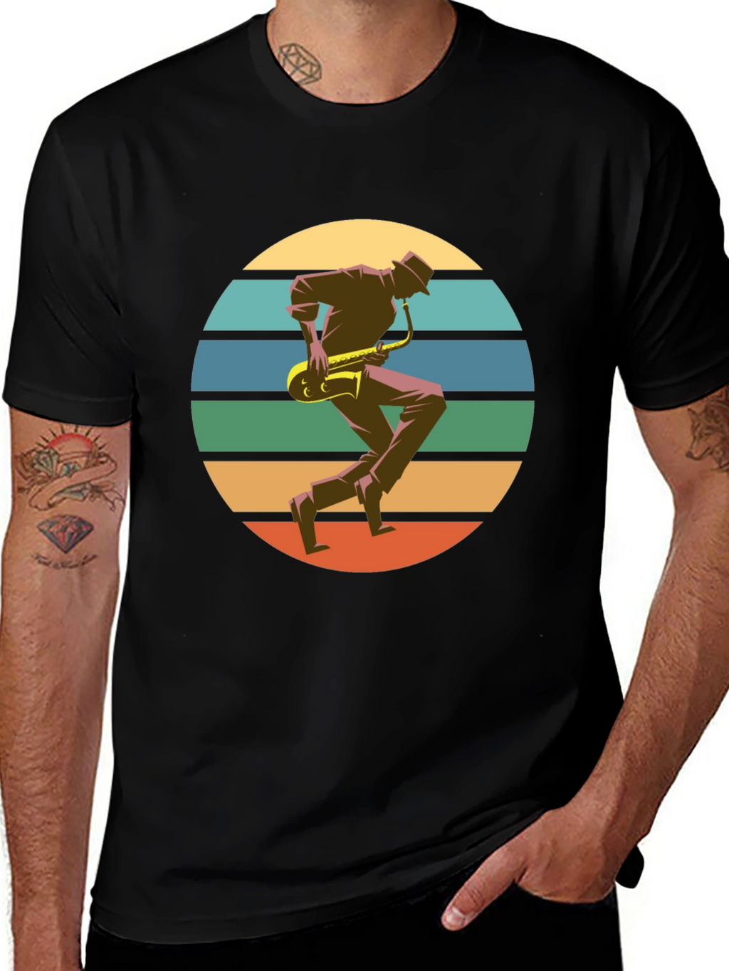Retro Saxophone Player Graphic T-Shirt