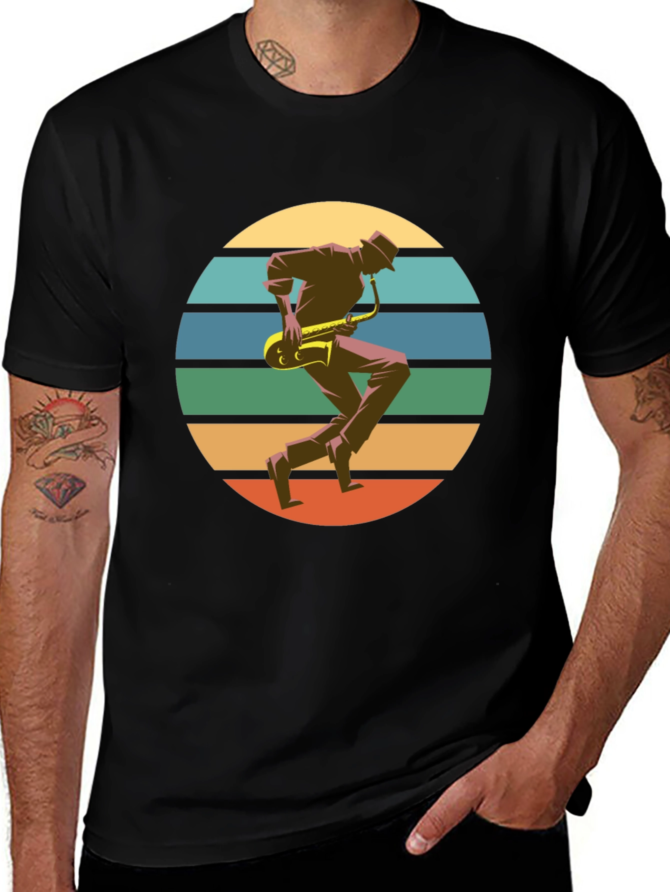 Retro Saxophone Player Graphic T-Shirt