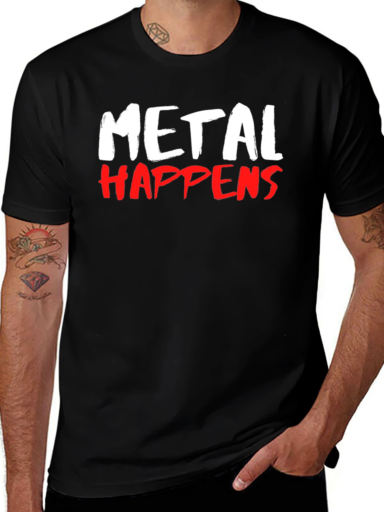 Metal Happens Graphic Print T-Shirt - Black