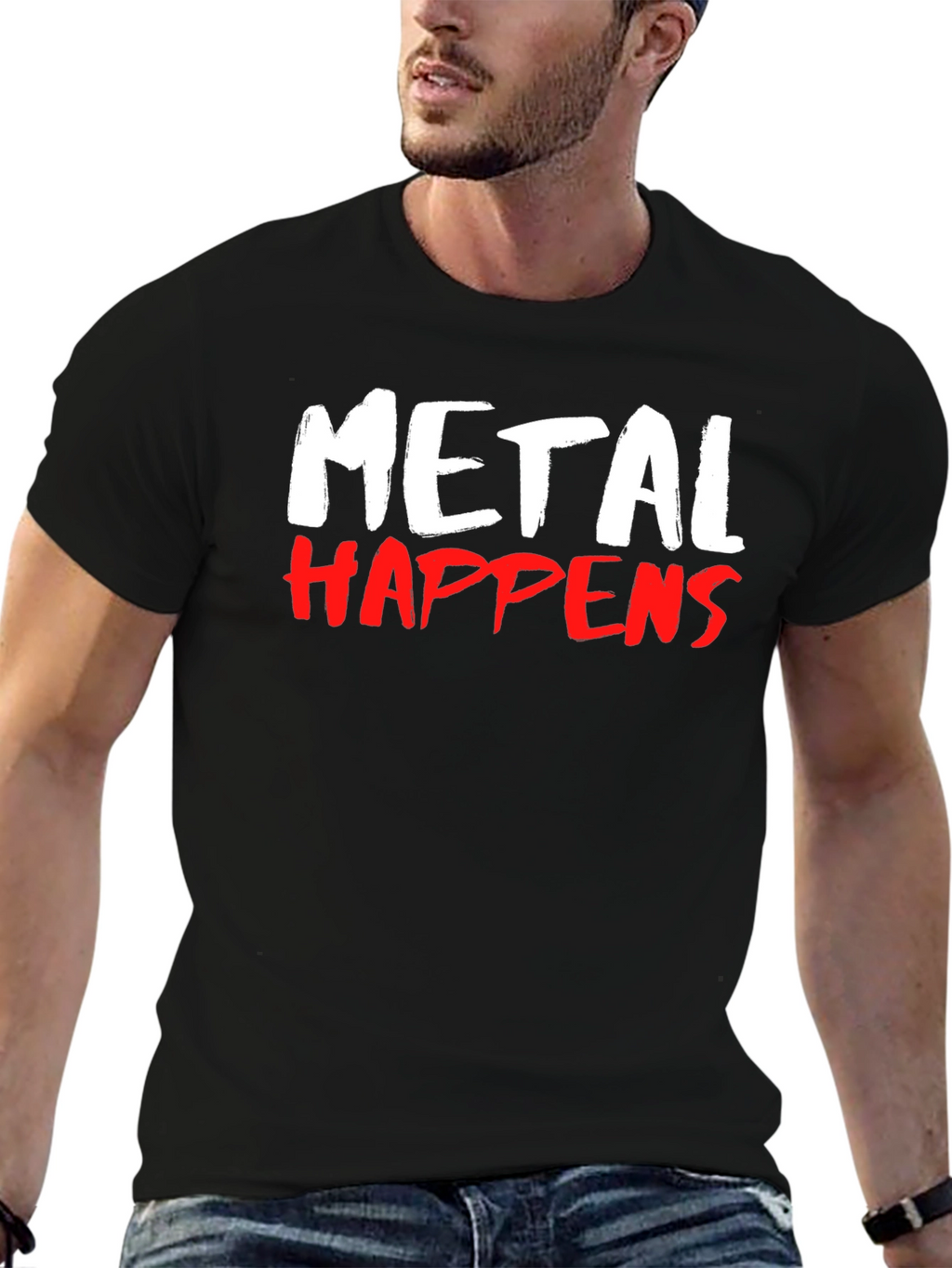 Metal Happens Graphic Print T-Shirt - Black