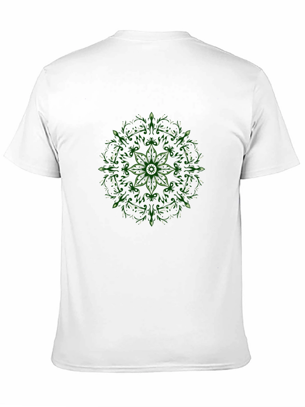 Black T-Shirt with Green Floral Mandala