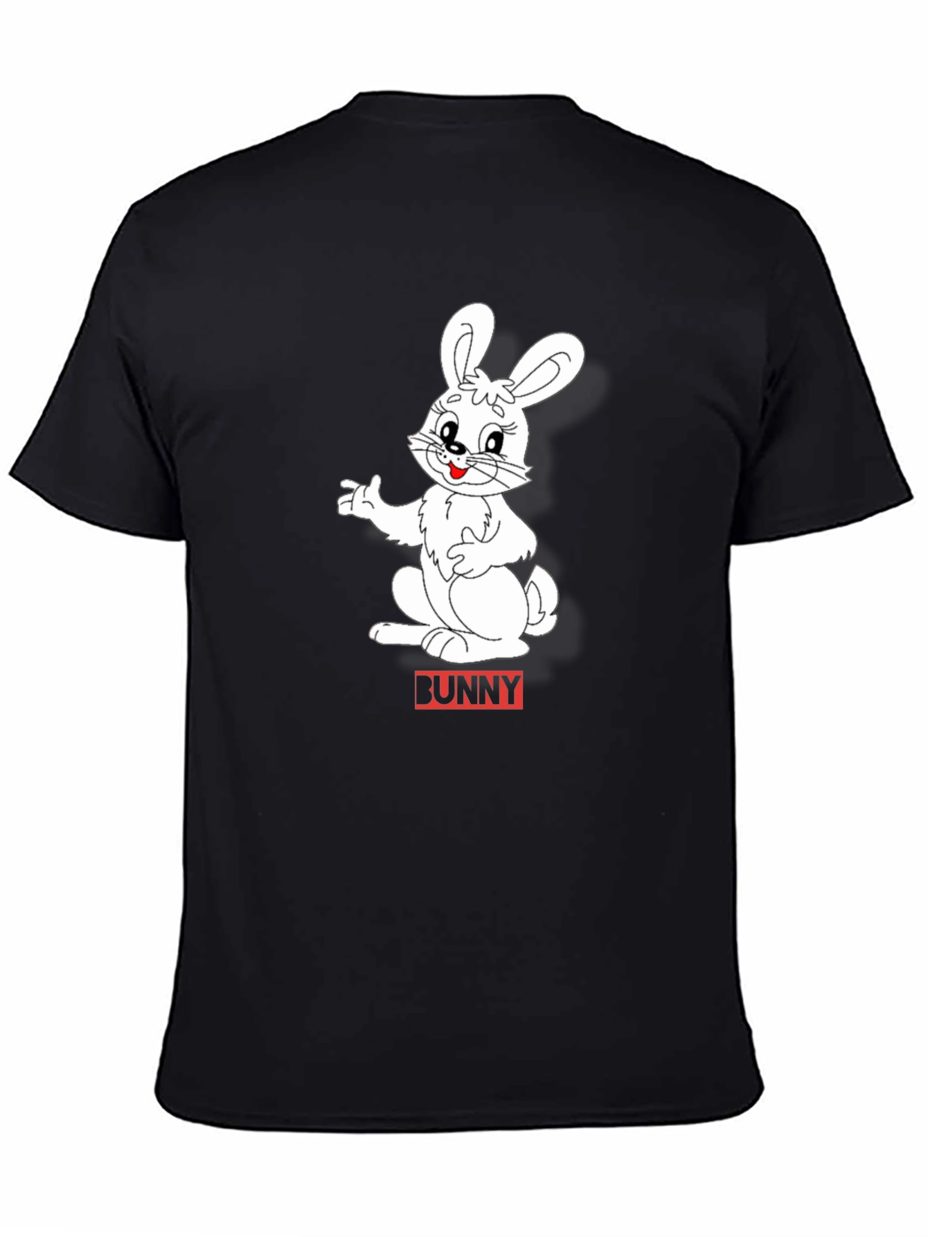 Bunny Graphic Black T-Shirt - Soft Cotton Blend Casual Tee