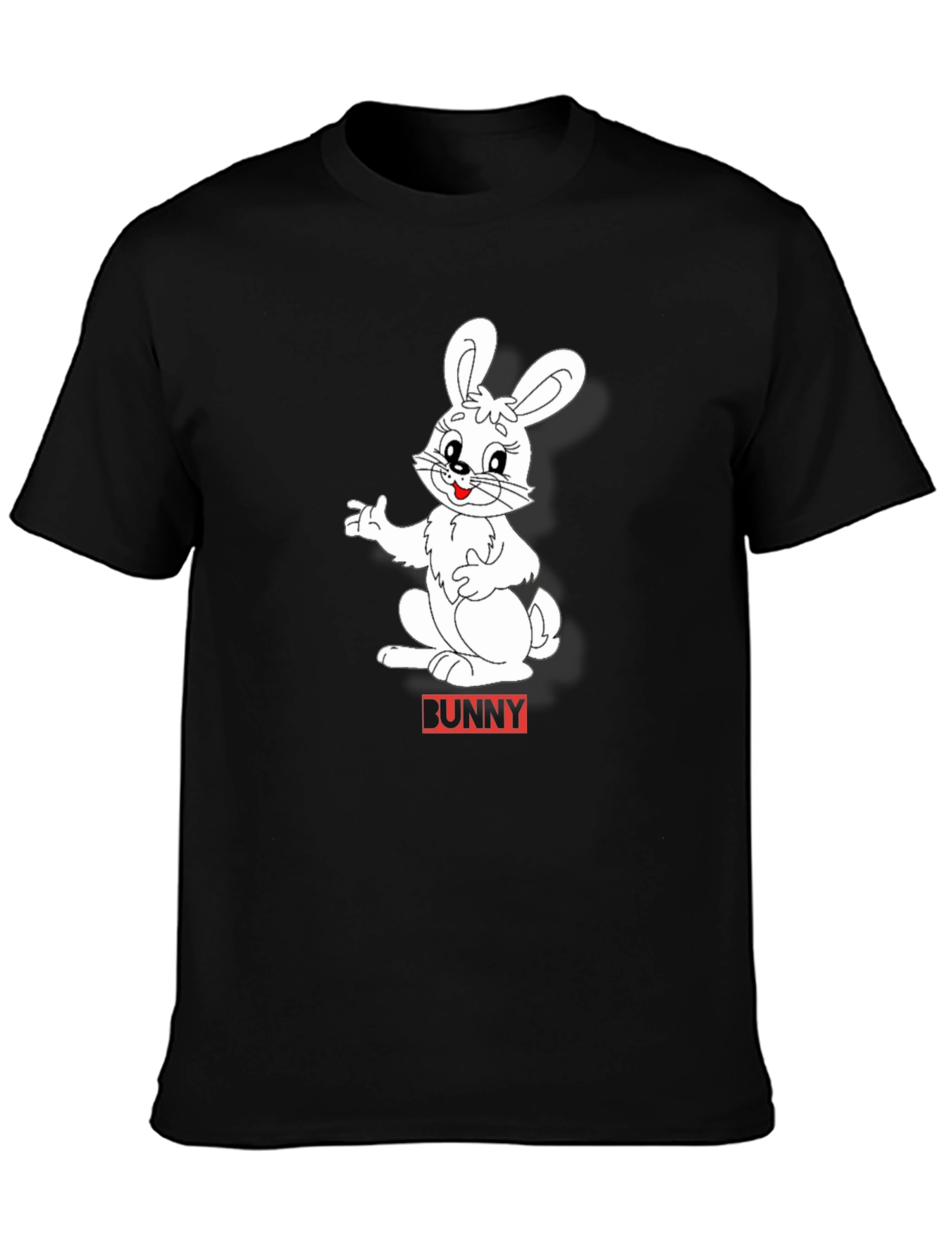 Bunny Graphic Black T-Shirt - Soft Cotton Blend Casual Tee