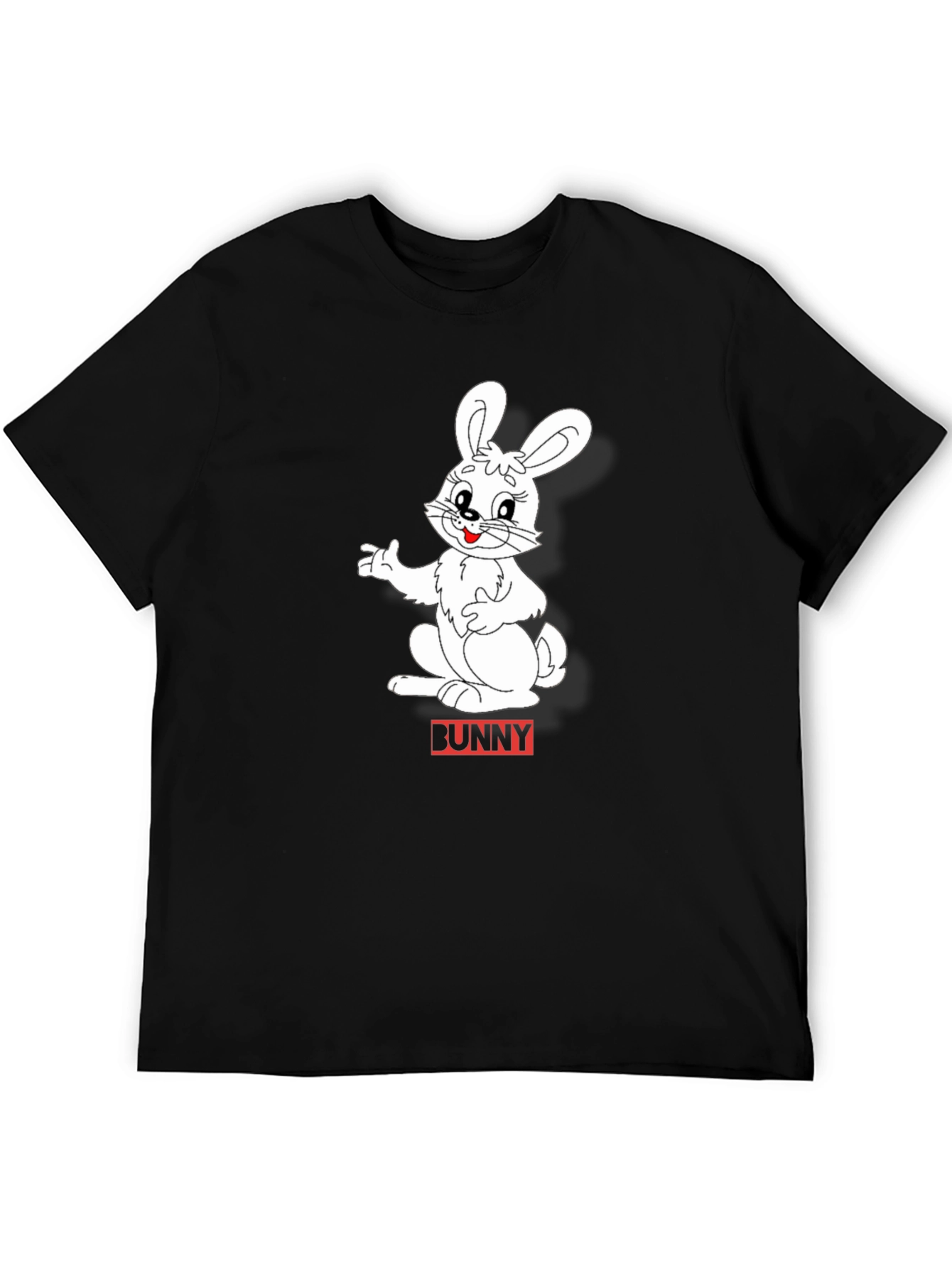 Bunny Graphic Black T-Shirt - Soft Cotton Blend Casual Tee