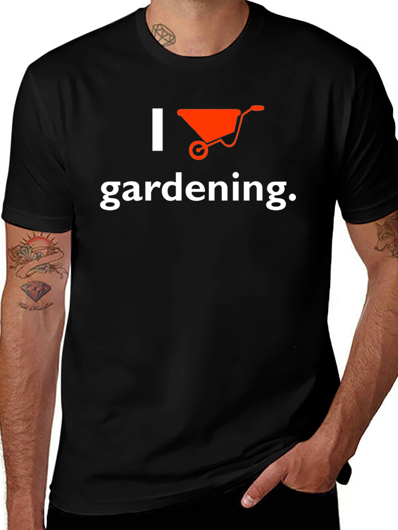 I Love Gardening Wheelbarrow Graphic Tee - Black