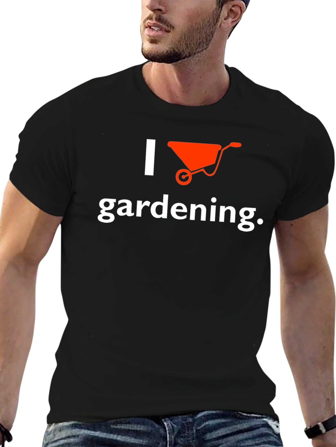 I Love Gardening Wheelbarrow Graphic Tee - Black