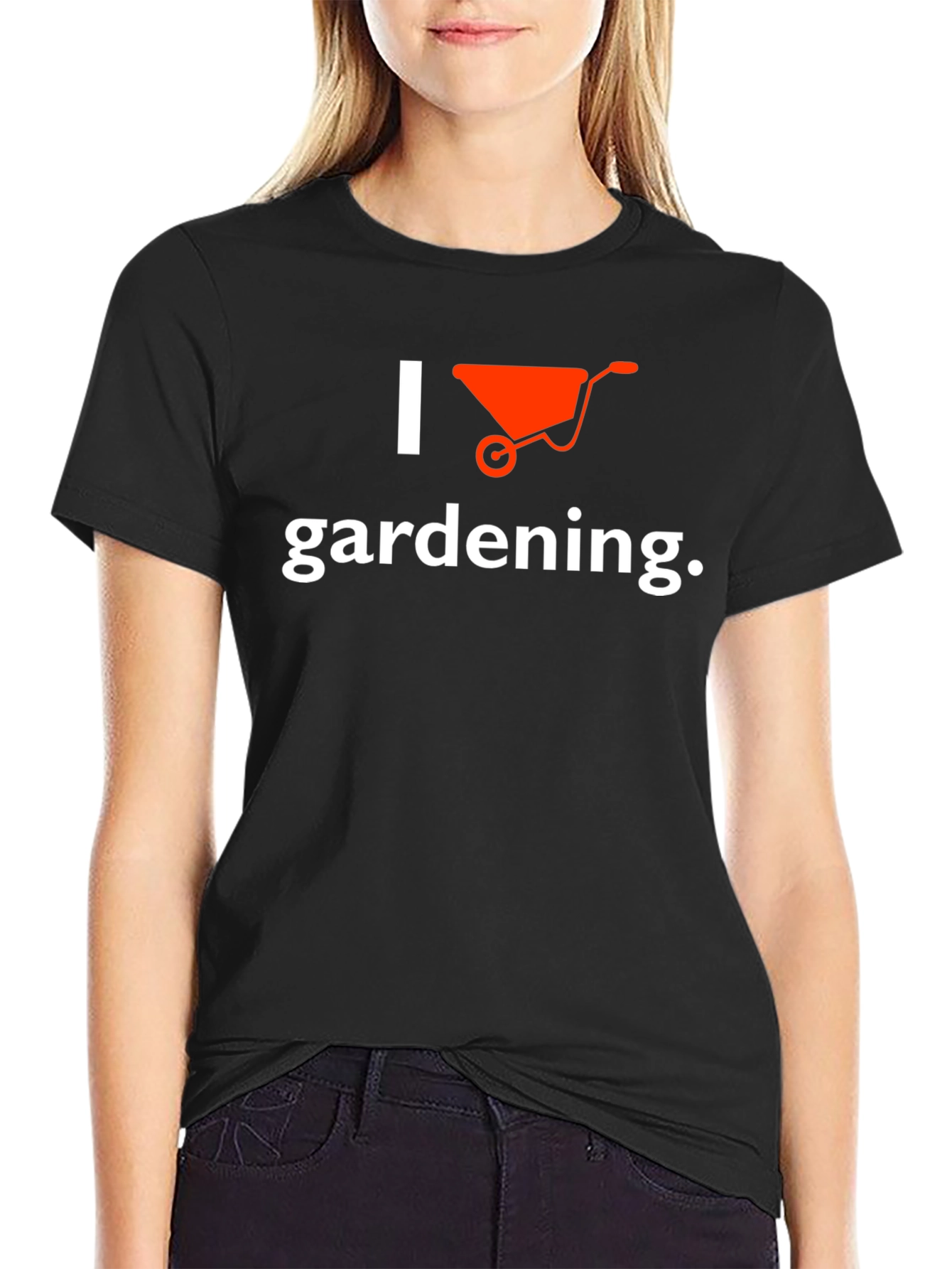 I Love Gardening Wheelbarrow Graphic Tee - Black