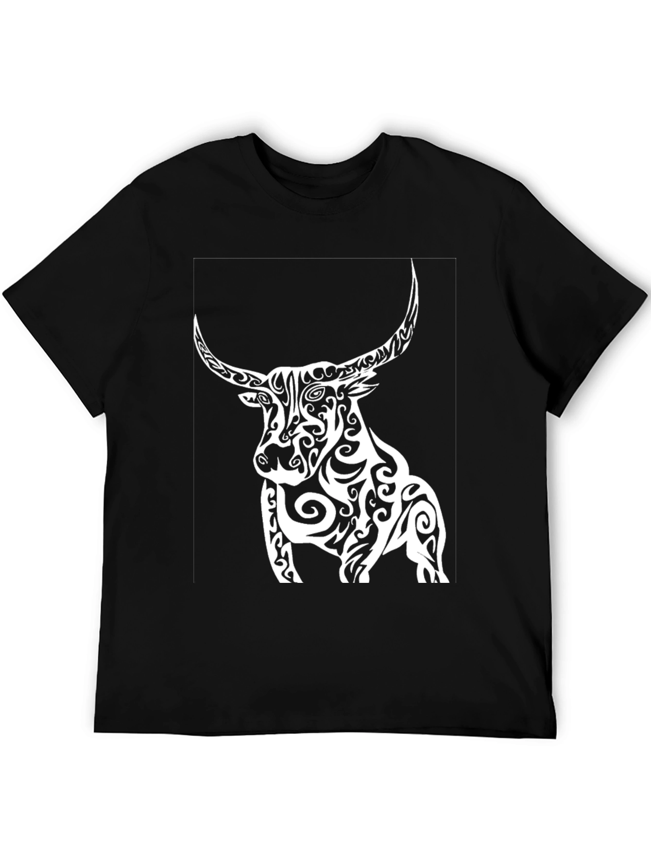 Tribal Bull Graphic Black T-Shirt