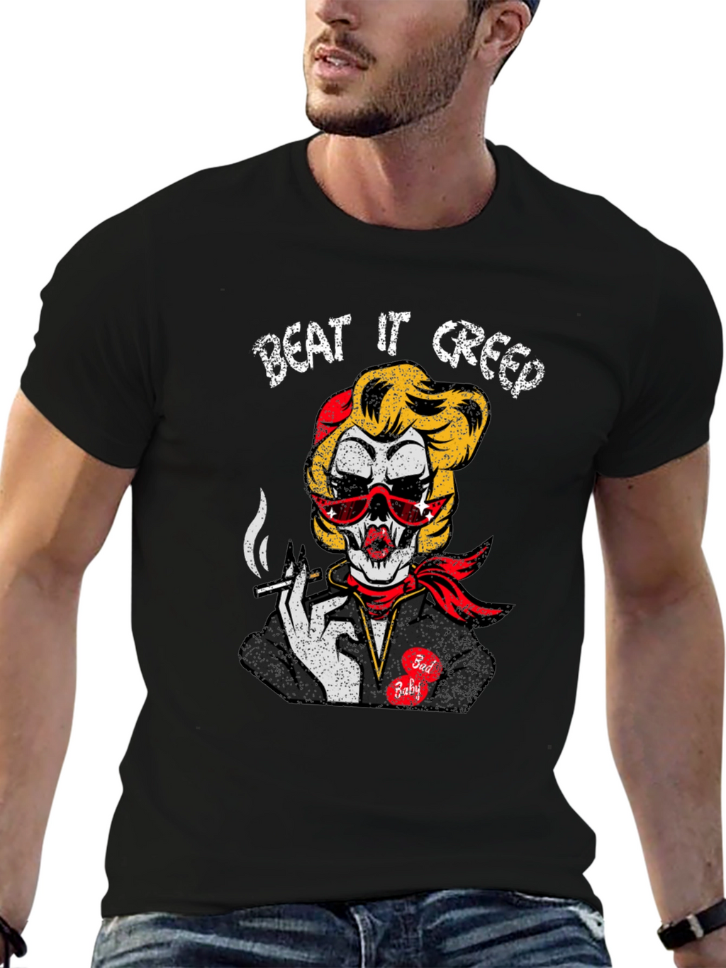 Beat It Creep Tee - Skull Lady Graphic T-Shirt