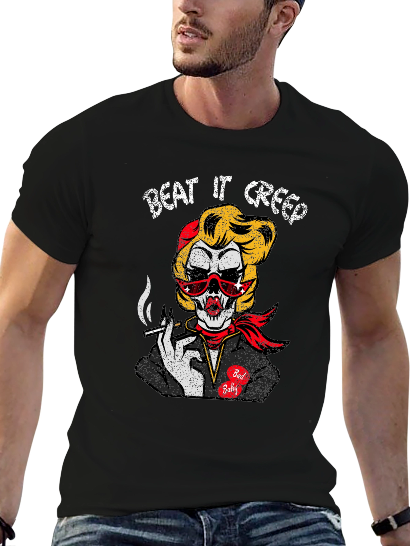 Beat It Creep Tee - Skull Lady Graphic T-Shirt