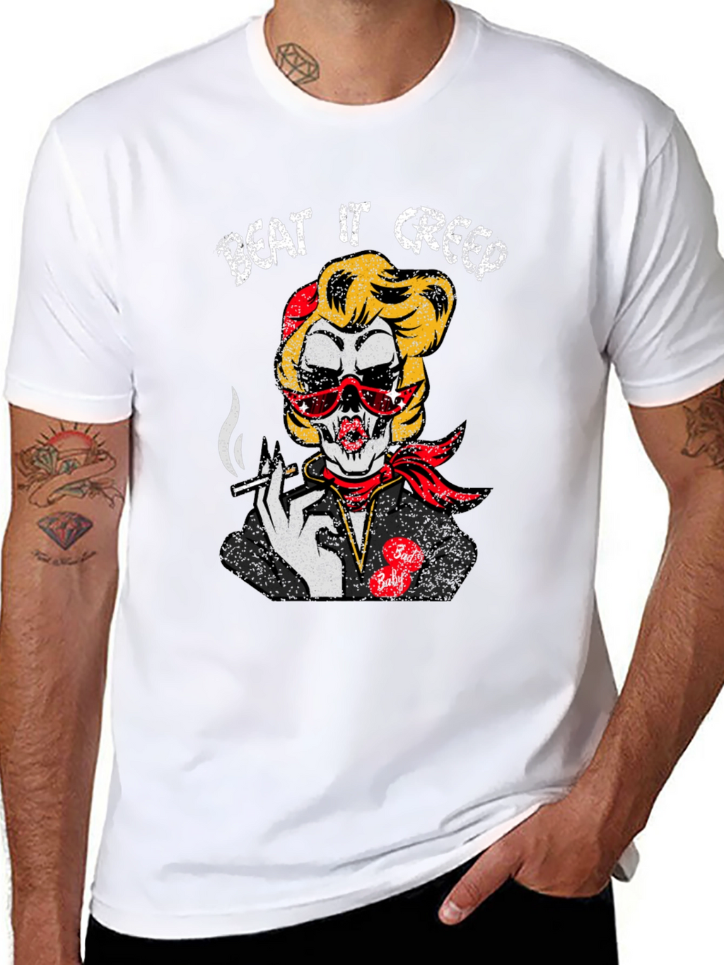 Beat It Creep Tee - Skull Lady Graphic T-Shirt