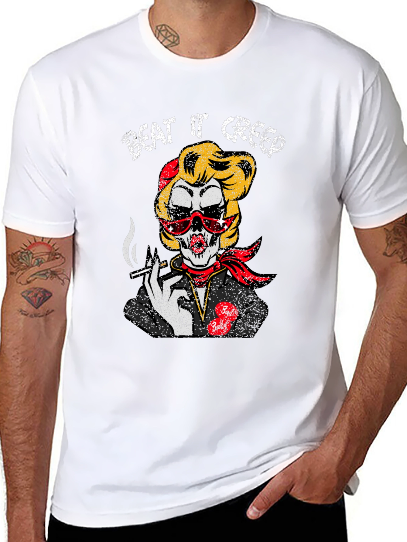 Beat It Creep Tee - Skull Lady Graphic T-Shirt