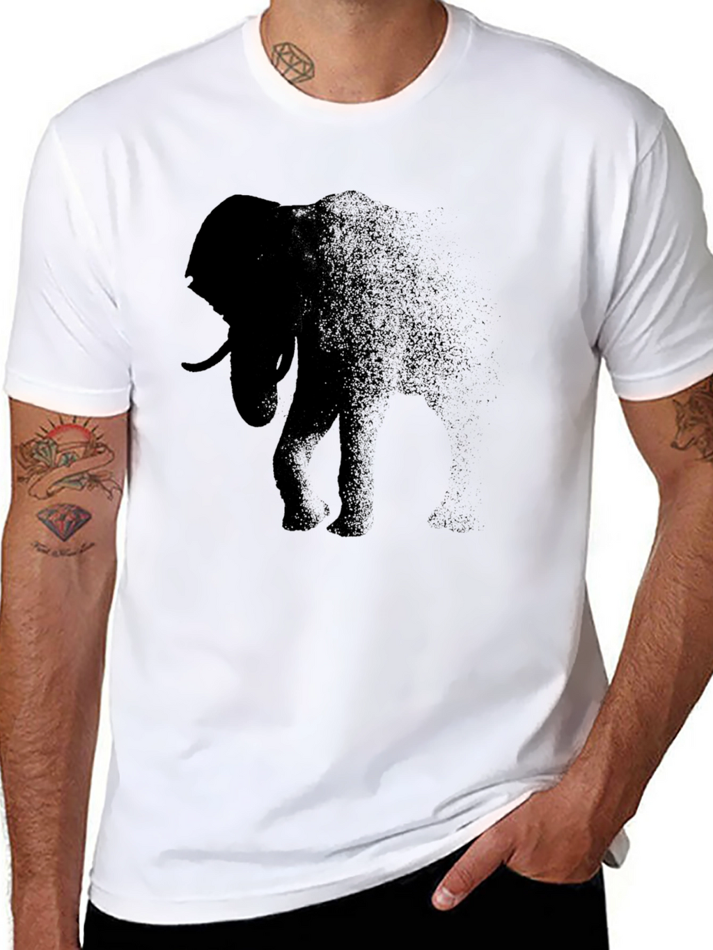 Black Elephant Dissolving Mens T-Shirt