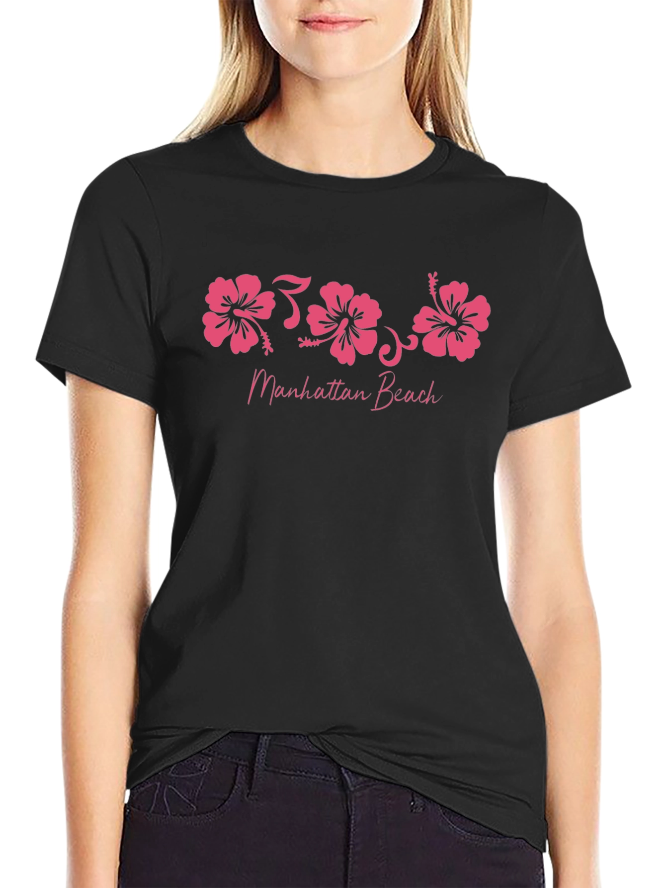 Manhattan Beach Hibiscus Flower Graphic T-Shirt