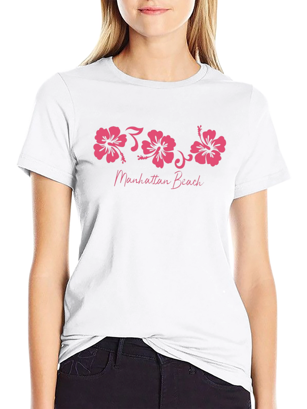 Manhattan Beach Hibiscus Flower Graphic T-Shirt